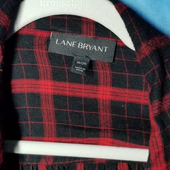 Lane Bryant Size 18/20 Long Sleeve Flannel Button Up Plaid Boyfriend Red - Picture 3 of 4